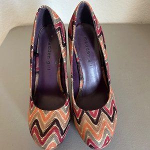 Madden Girl platform shoes Malley 5in heel chevron zigzag MULTICOLORED pastel 6